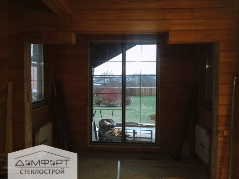 ПВХ окна с ламинацией и раскладкой, алюминиевые окна и раздвижки для остекления частного дома 